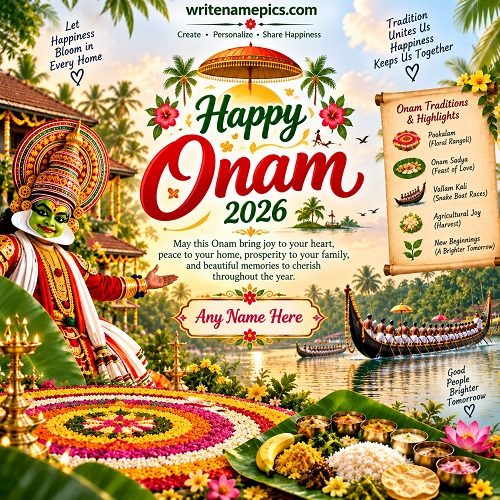 Free Happy Onam 2026 Greeting Card with Name Editor Online