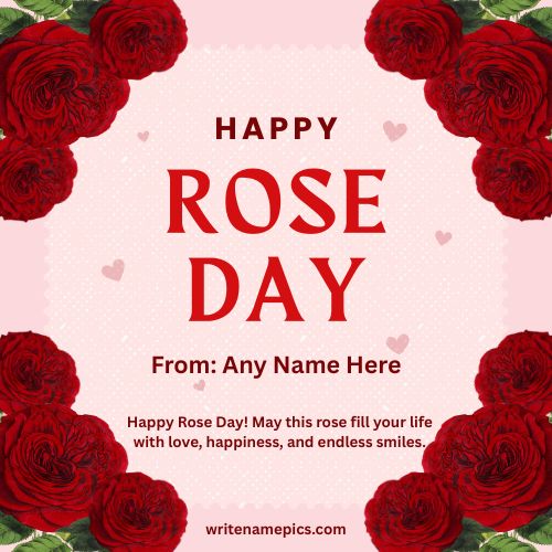 Free Rose Day Greeting Card with Name Online