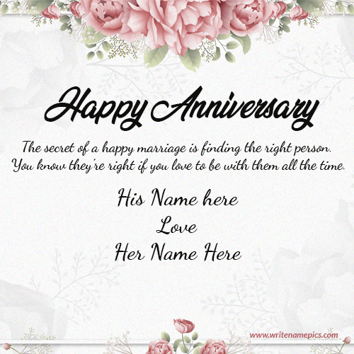 Generate Happy Anniversary card with his and her Name