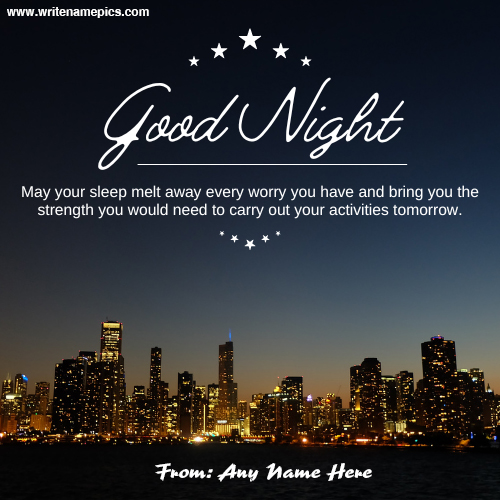 Good night wishes card with name edit online