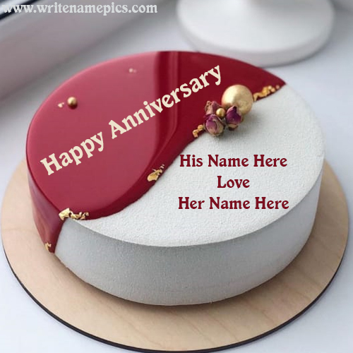 Happy Anniversary Cake Embellished With Name Edit