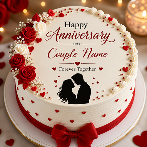 Happy Anniversary Cake with Couple Name Free Download Online