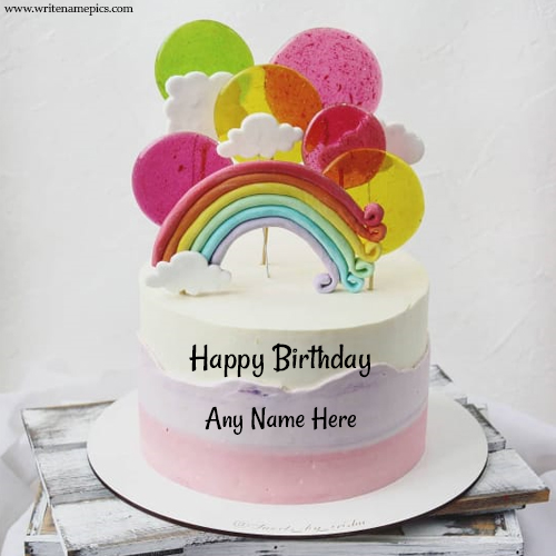 Happy Birthday Rainbow cake with name online editor