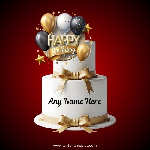 Happy Birthday Wishes Cake with Name Free Online Editor