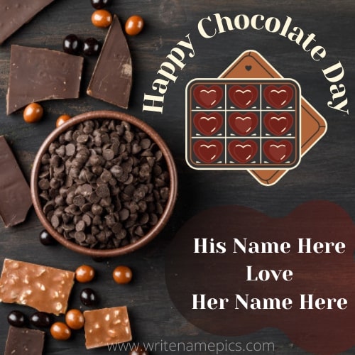 Happy Chocolate Day 2021 card with your Name