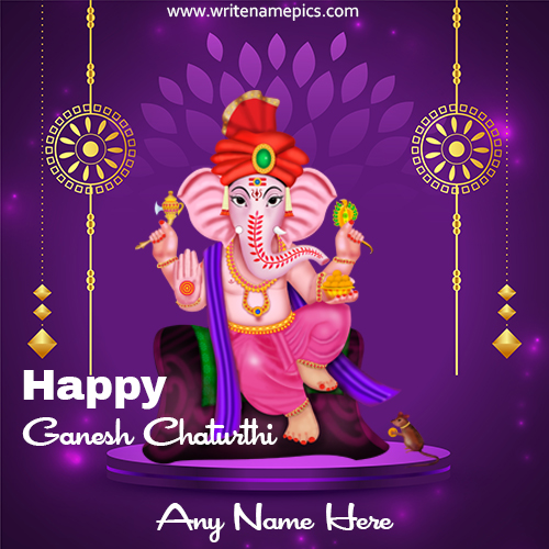 Happy Ganesh Chaturthi wish card with name editor