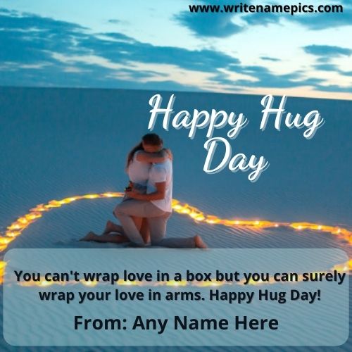Happy Hug day 2021 wish Greeting card with name