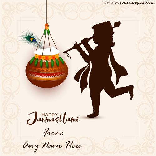Happy Janmashtami greeting card with name edit