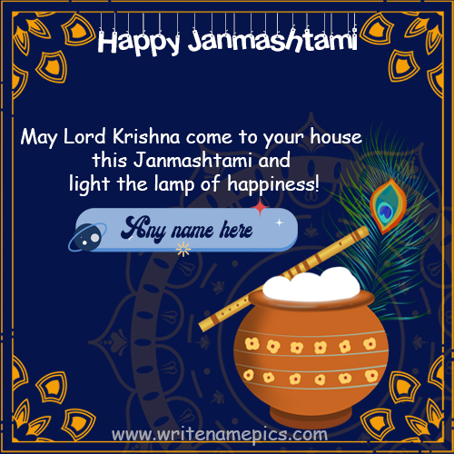 Happy Janmashtami wishes image with name editor free