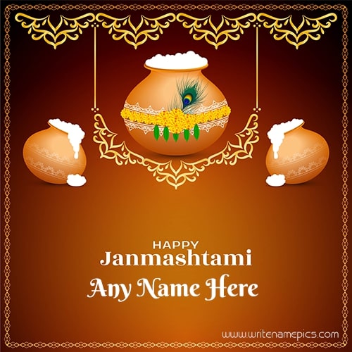Happy Janmashtami wishing card with name editor