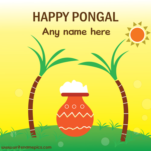 Happy Pongal wishing Card with Name