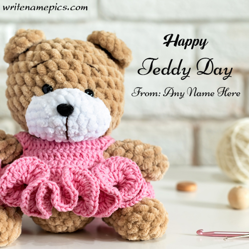 Happy Teddy day wishes 2022 greeting card with name edit
