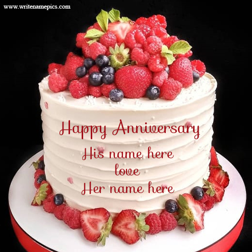 Happy anniversary love cake with couple name