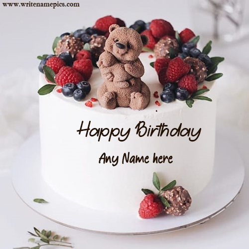 Happy birthday baby teddy cake with name