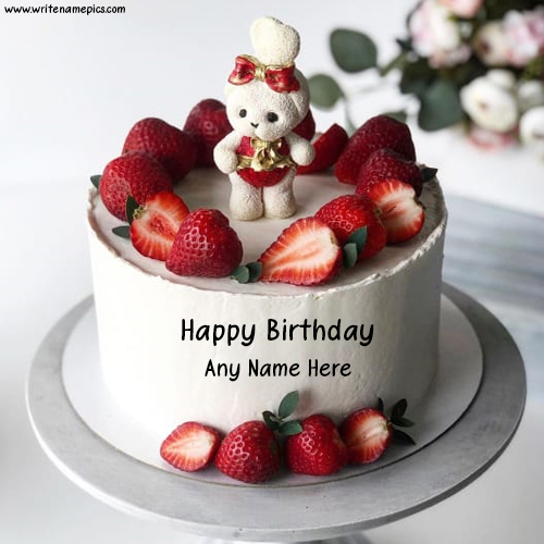 Happy birthday cute cake image Wishes with name edit