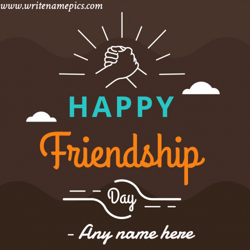 Happy friendship day 2019 greeting card with name