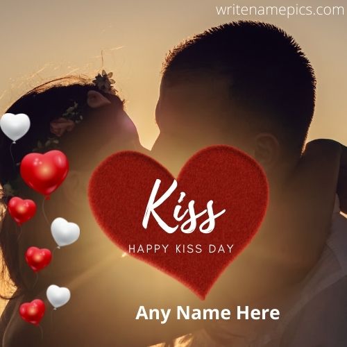 Happy kiss day 2022 wishes greetings card with name
