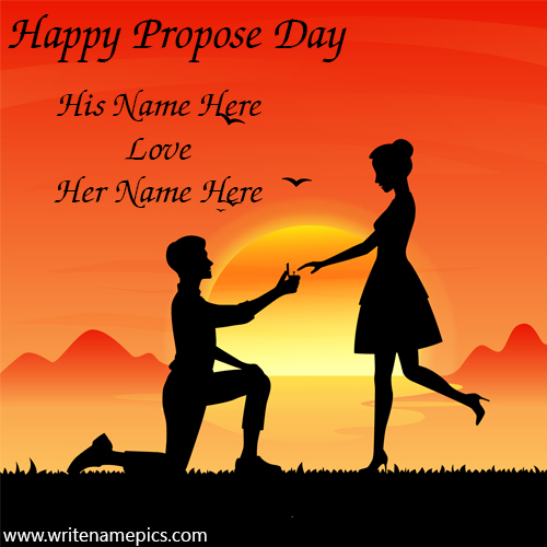 Happy propose day greeting card with couple name edit