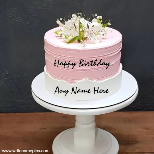 Make Flower Happy Birthday Cake with Name Pic Free Edit