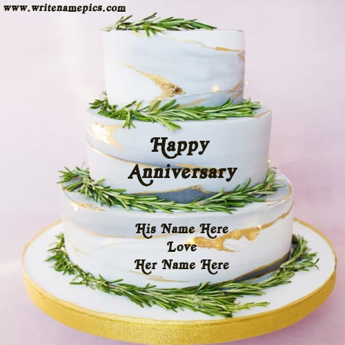 Make Happy Anniversary Cake with Name Greeting