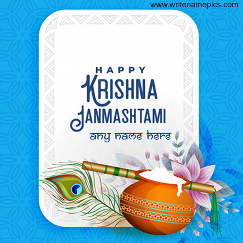 Make Happy Janmashtami Wishes card with name
