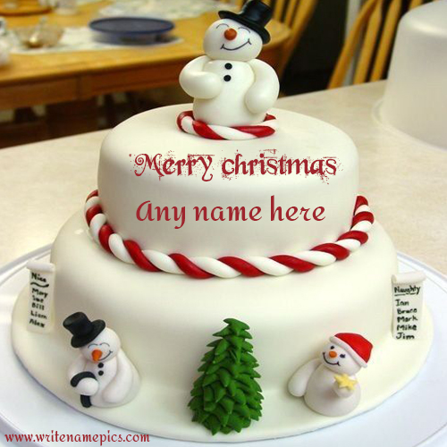 Merry Christmas Cake with Name Image