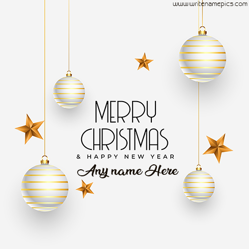 Merry Christmas and Happy New year card with name