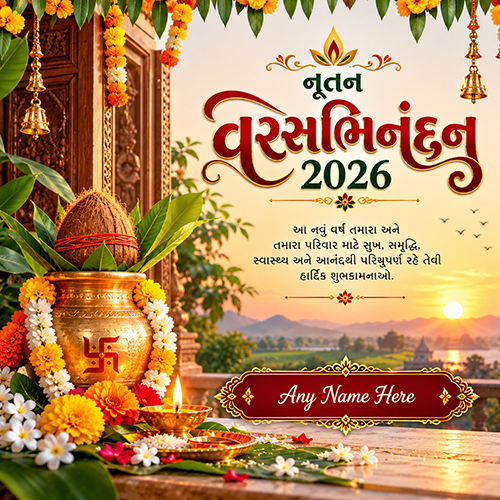 Nutan Varshabhinandan 2026 Greeting Card with Name Free