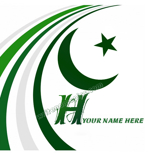 Pakistan Flag with H Alphabet name Whatsapp Profile images