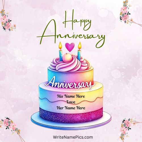 Personalized Happy Anniversary Cake With Name Free