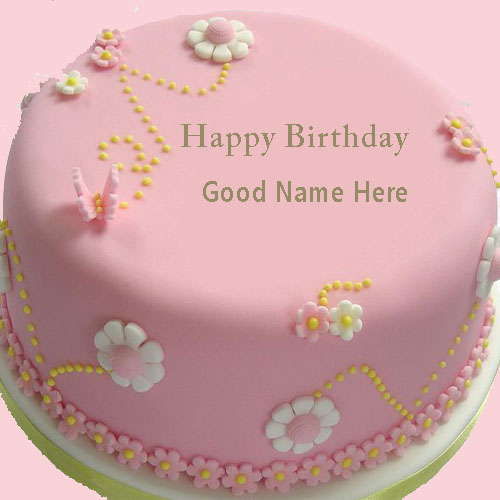 Pink Happy Birthday Cake With Name