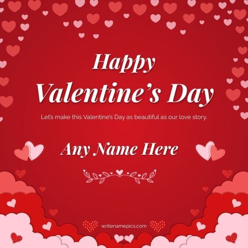 Romantic Happy Valentine Day Card With Name for Love Free Editor