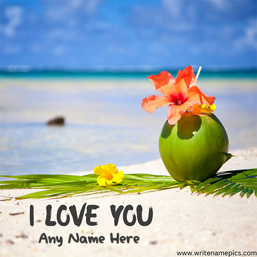 Romantic couple on sand beach images with name