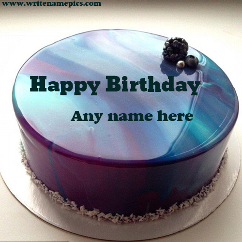 Royal Blue Happy birthday cake with name photo