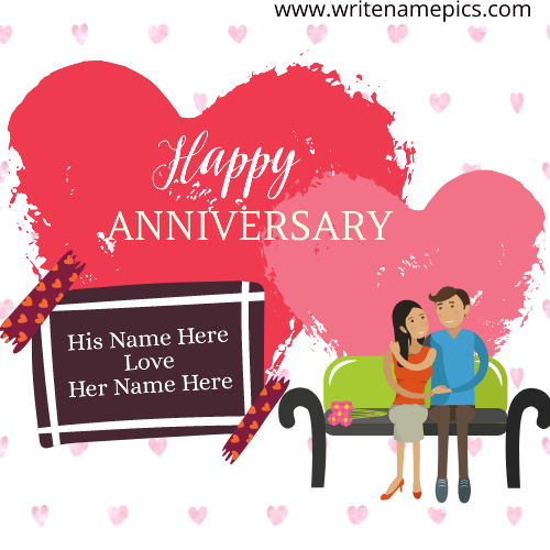 Sending Happy Anniversary Card with Couple Name