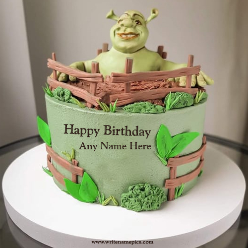Shrek Birthday Cake With Name Pic Free Edit