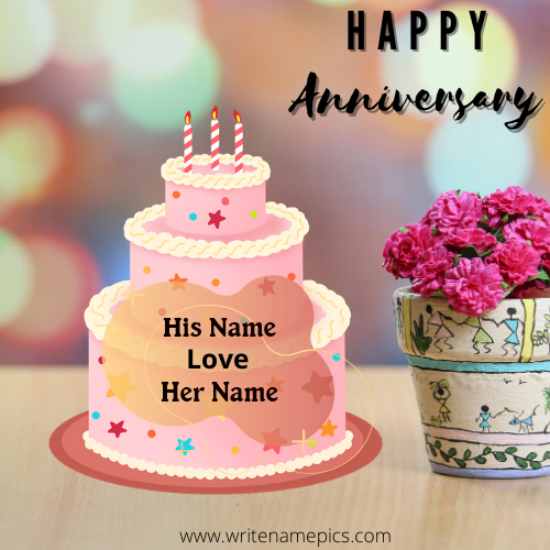 Special Anniversary cake with Couple name free Edit