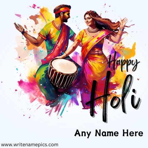 Spread Joy with Customized Holi Greetings card with name