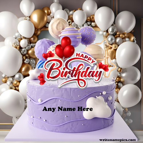 Wishing a beautiful birthday cake featuring name into it