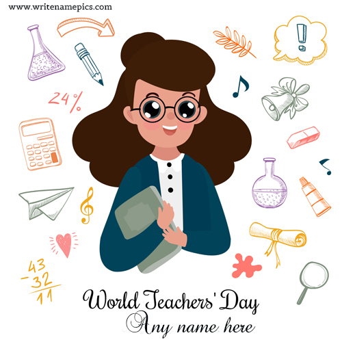 Write a name on World Teachers Day Card