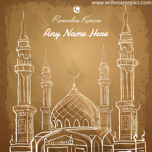 Write name on Ramadan Mubarak wish cards