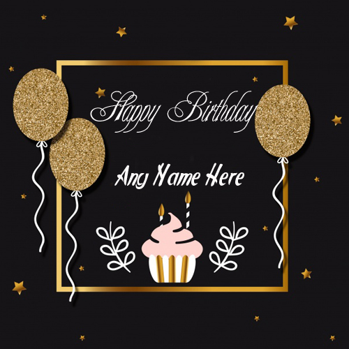 Write name on happy birthday gold star greeting card images