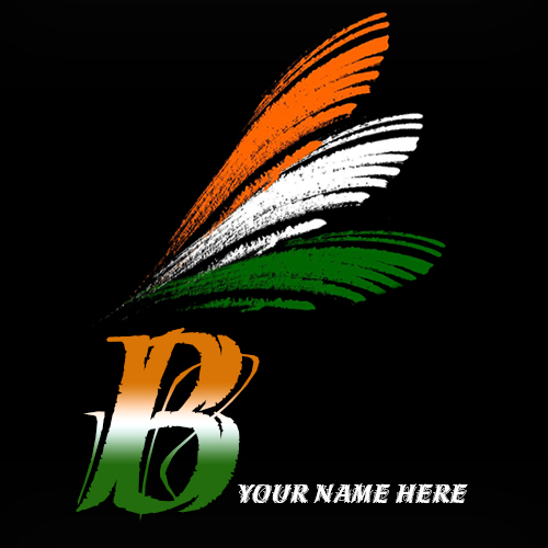 Write your name on B alphabet indian flag images