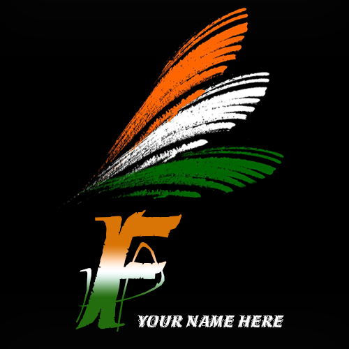 Write your name on F alphabet indian flag images