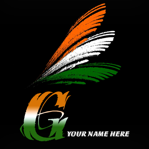 Write your name on G alphabet indian flag images