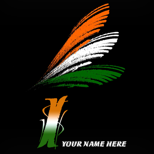 Write your name on I alphabet indian flag images