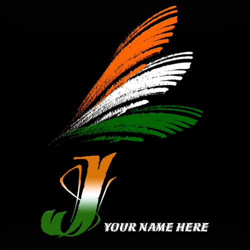 Write your name on J alphabet indian flag images
