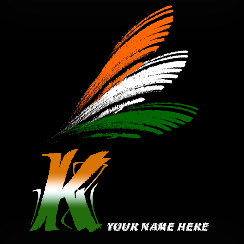 Write your name on K alphabet indian flag images