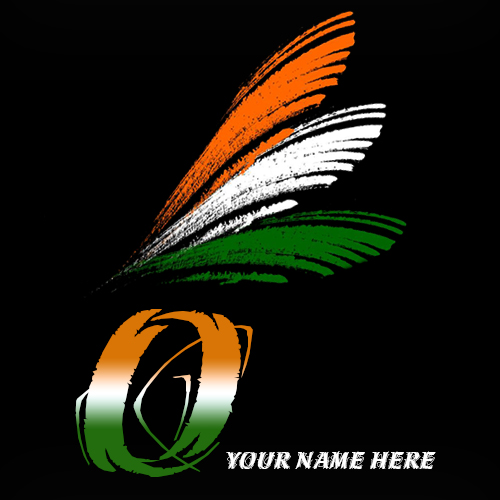 Write your name on O alphabet indian flag images
