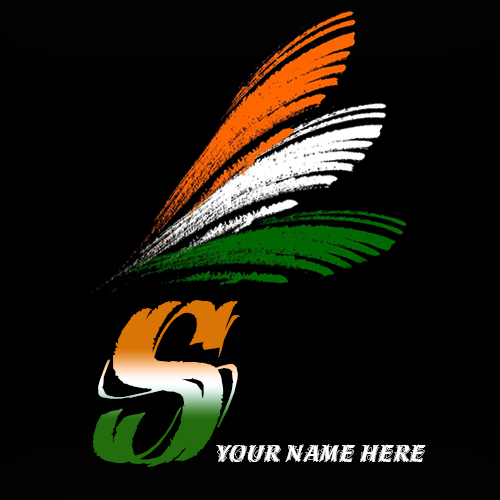 Write your name on S alphabet indian flag images